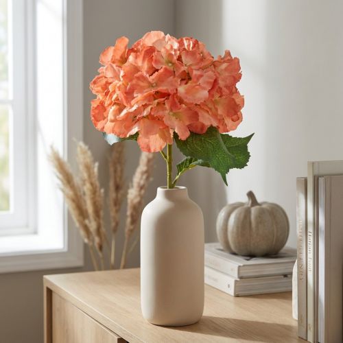 Artificial Hydrangea Gigant Decorative Flower Salmon Ø23cm L84cm | Floristik24.ie
