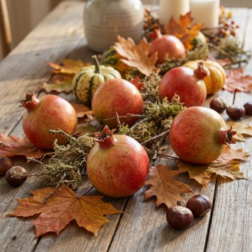 Artificial pomegranate decoration set in a net, deceptively realistic, red-yellow-green, Ø5.5cm, 12 pieces | Floristik24.ie