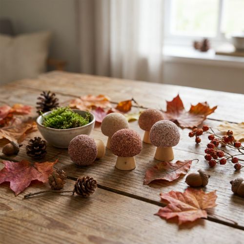 Decorative wooden mushrooms, mini brown, Ø2cm, 24 pieces | Floristik24.ie
