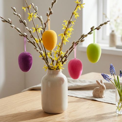 Easter Eggs for Hanging Green Yellow Pink Berry 11cm 4 Pcs | Floristik24.ie