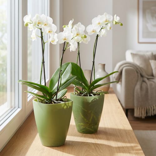Product Orchid pot, flower pot, plastic vase, green, 16.5cm high, 2 pieces
