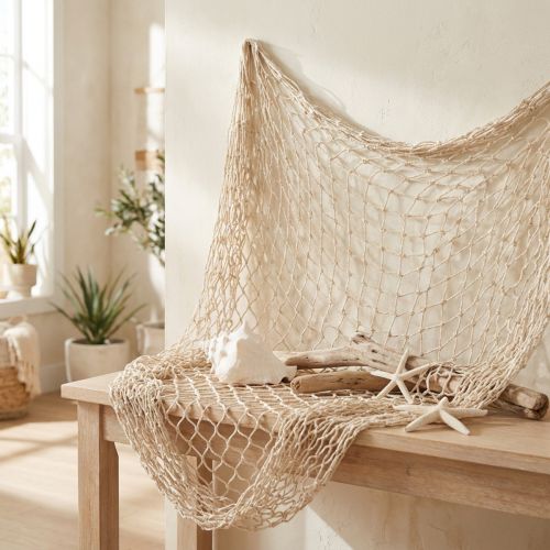 Macrame Net Decoration Cream Summer Maritime 85–90x100cm | Floristik24.ie
