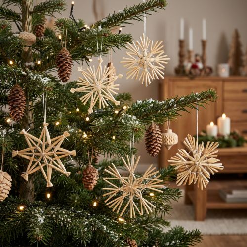 Christmas straw stars Christmas tree decorations 8cm 12 pieces | Floristik24.ie