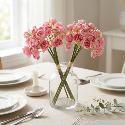 Artificial Ranunculus Bouquet, Stylish Table Decoration, 32cm, 5 Pieces | Floristik24.ie