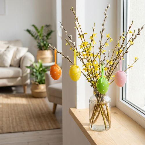Plastic eggs with dots assorted. 9.5cm 8pcs | Floristik24.ie