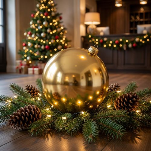 Christmas ball plastic large gold Ø25cm | Floristik24.ie