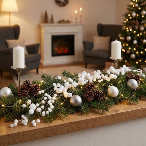 Snowball garland L75cm white | Floristik24.ie