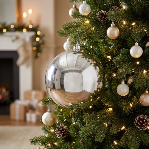 Christmas ball plastic small Ø14cm silver | Floristik24.ie