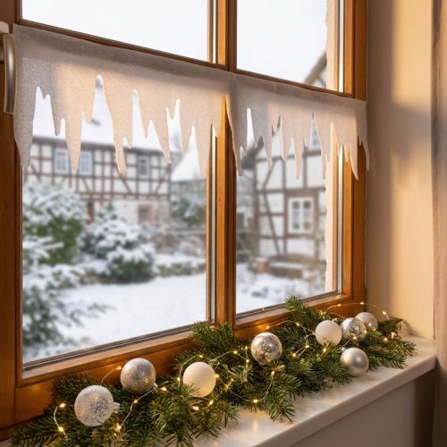 Icicle deco white with glitter 2m | Floristik24.ie