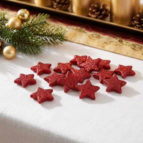 Scatter decoration stars red 2.5cm mica 96 pcs | Floristik24.ie