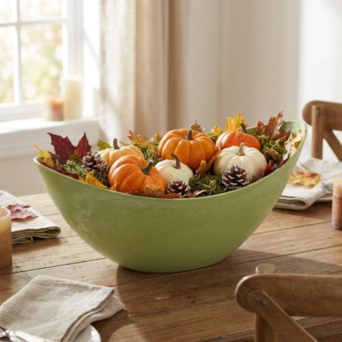 Decorative bowl plastic light green 39cm x 13cm H13cm 1 pc | Floristik24.ie