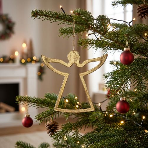 Metal pendants, decorative angels, golden advent decoration 15 × 16.5cm | Floristik24.ie