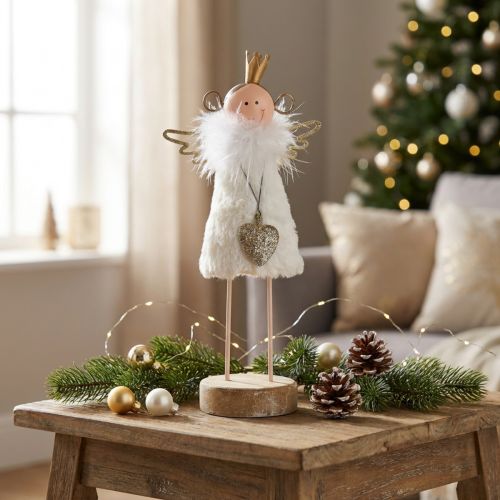 Angel figure Christmas decoration wood metal white golden H20.5cm | Floristik24.ie