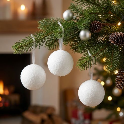 Snowballs deco hanger artificial snow Ø5.5cm 6pcs | Floristik24.ie