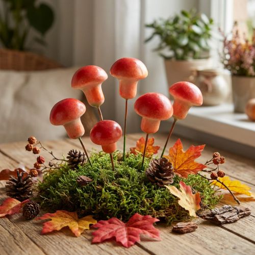 Decorative Mushrooms on Wire, Red, Autumn Decoration, for Sticking, 7cm, 24 Pieces | Floristik24.ie