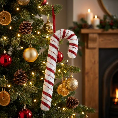 Deco Candy Cane Christmas Red White Striped H34cm | Floristik24.ie