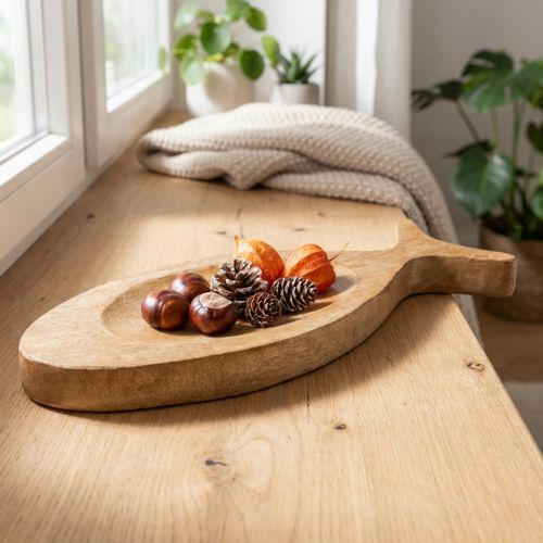 Deco tray wood fish wooden tray wooden plate 30x3x12cm | Floristik24.ie