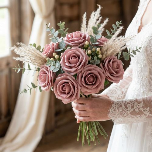 Foam-Rose Ø6cm Old Pink 27 pcs | Floristik24.ie