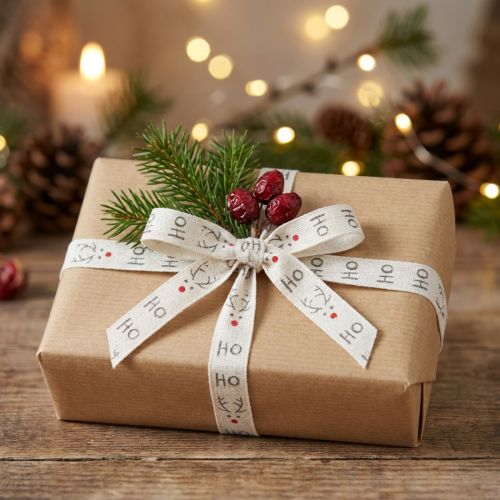 Gift ribbon Christmas Christmas ribbon Hohoho white 15mm 20m | Floristik24.ie