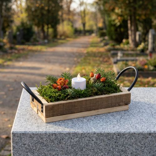 Wooden tray with handles decorative tray natural black 25×12.5×5cm | Floristik24.ie