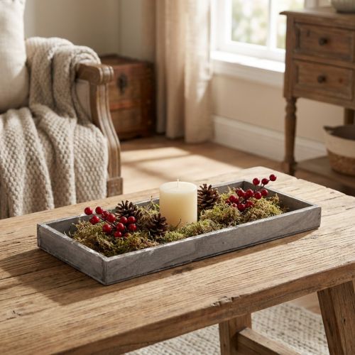 Wooden tray vintage square decorative tray wood grey 35×15×3cm | Floristik24.ie