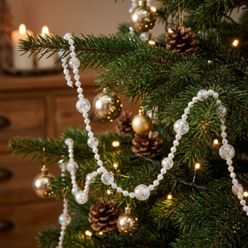 Pearl necklace pearl ribbon pearl garland iridescent 270cm × 2pcs | Floristik24.ie