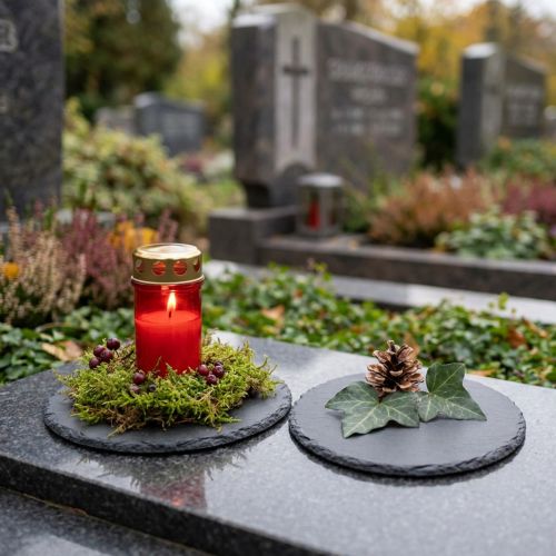 Natural Slate Plate Round Coaster Black Ø10cm 6 pcs | Floristik24.ie
