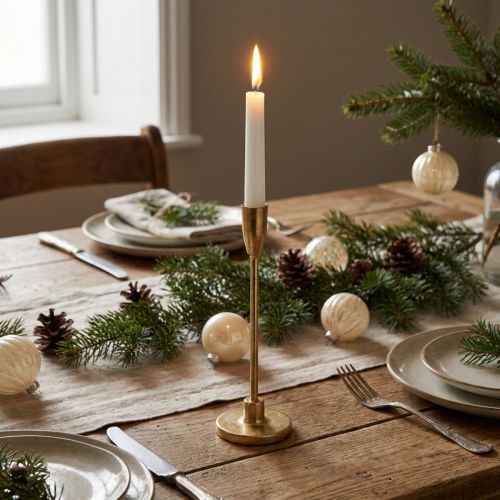 Candlestick gold stick candle holder metal H26cm | Floristik24.ie