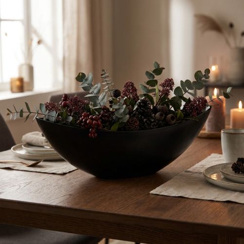 Decorative Bowl Black Table Decoration Plant Boat 38.5x12.5x13cm | Floristik24.ie