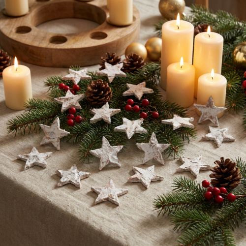 Birch stars mini 2cm - 2.5cm whitewashed 150 pcs | Floristik24.ie