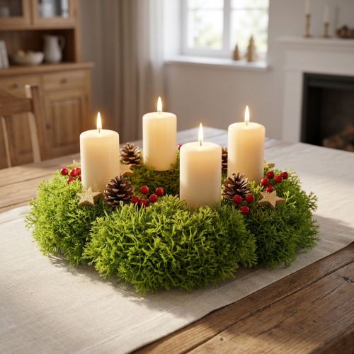 Decorative moss artificial green – moss cushion 10/12/14cm 3 pcs | Floristik24.ie