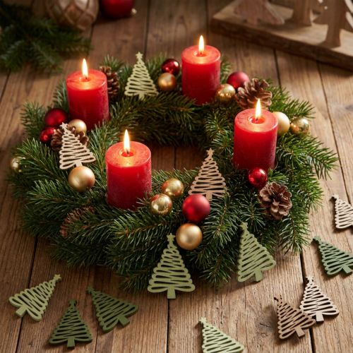 Christmas Tree with Star Green Scatter Wood 3×4.5cm 72pcs | Floristik24.ie