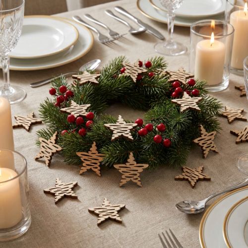 Scatter decoration wooden stars Christmas natural Ø4cm 72 pcs | Floristik24.ie