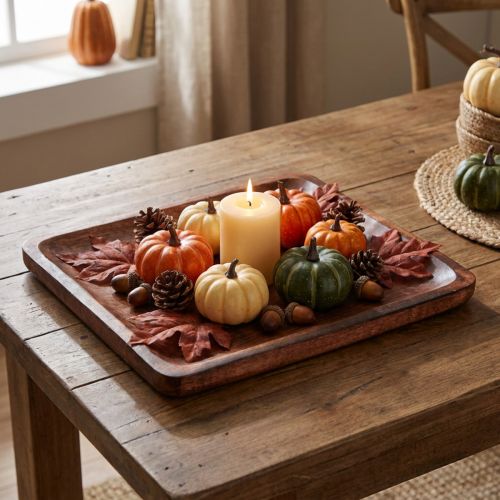 Wooden decorative tray, rectangular, dark brown varnished, 30×25cm | Floristik24.ie