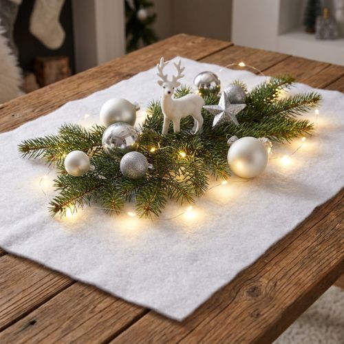 Snow Blanket Artificial Snow White Winter Decor 240×90cm | Floristik24.ie