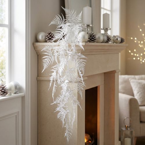 Asparagus artificial asparagus fern white glitter winter decoration 105cm | Floristik24.ie