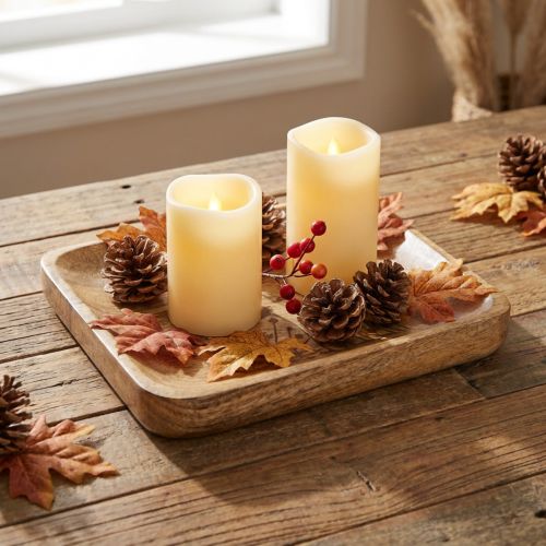 Decorative wooden tray with floral pattern, mango wood, 20×15.5cm | Floristik24.ie