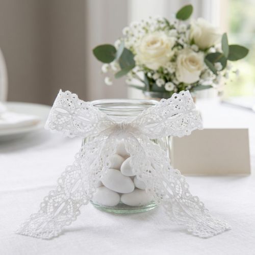 Product Decorative cotton ribbon with lace pattern on a roll for DIY and decoration, 25mm wide, 10m long