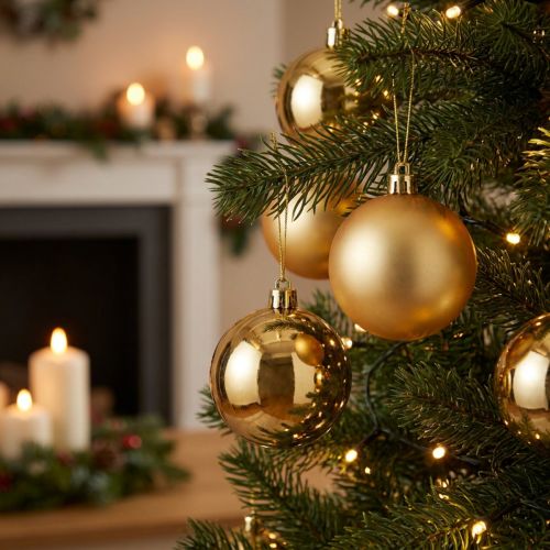 Christmas ball gold 10cm 4 pieces | Floristik24.ie