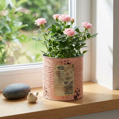 Product Flower pot decorative can salmon metal planter Ø15.5cm H15cm