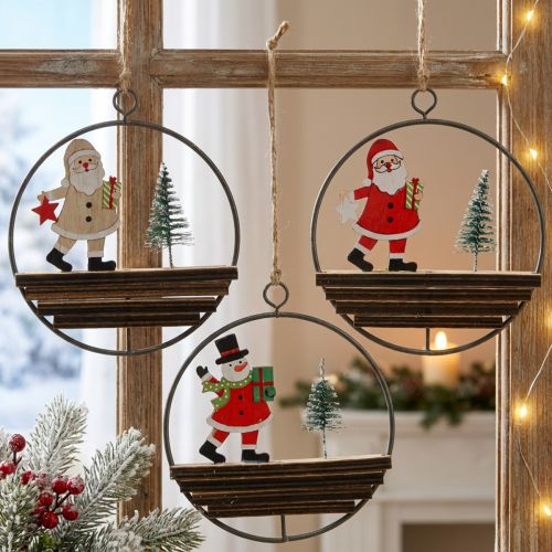 Christmas pendant Santa Claus snowman Ø12cm 3pcs | Floristik24.ie