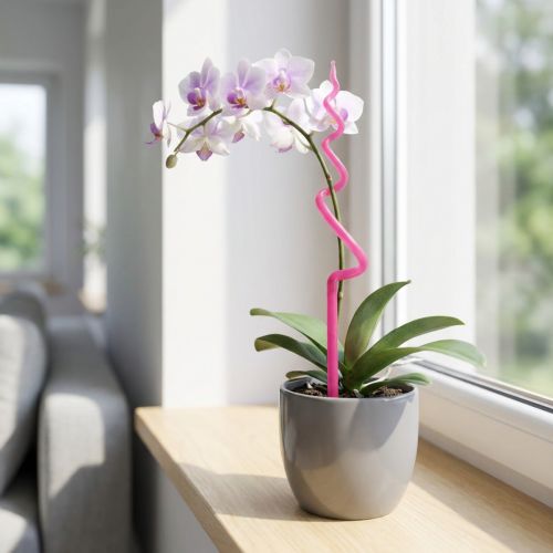 Orchid stake, plastic, pink, support, orchid plant stake, H64cm | Floristik24.ie
