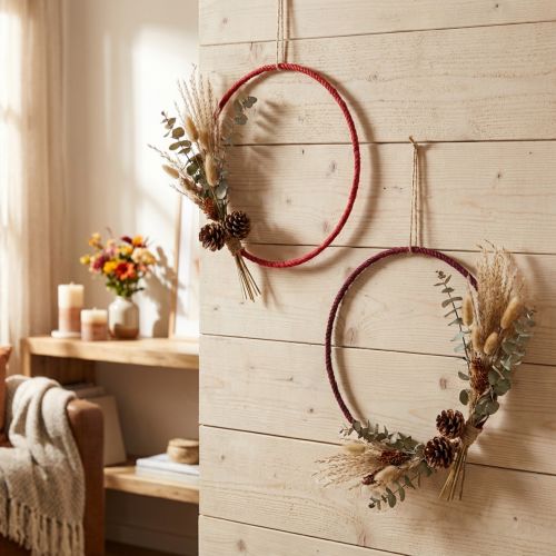 Decorative ring jute decoration loop red dark red Ø30cm 4pcs | Floristik24.ie