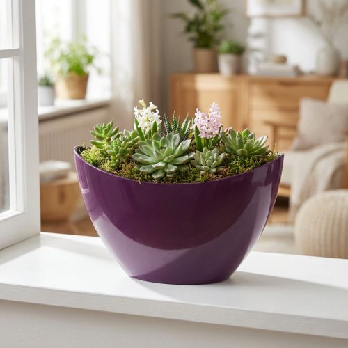 Plant boat decorative bowl purple 20×9cm H12cm | Floristik24.ie