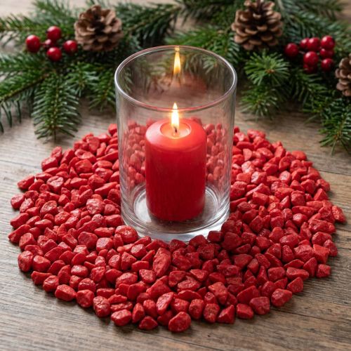Decorative stones 9mm - 13mm red 2kg | Floristik24.ie