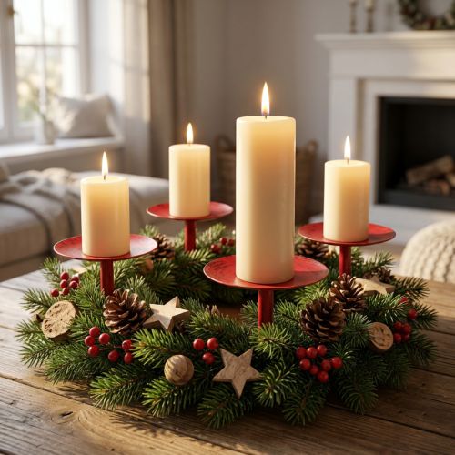 Candle holder for sticking red Ø9cm 4 pcs | Floristik24.ie