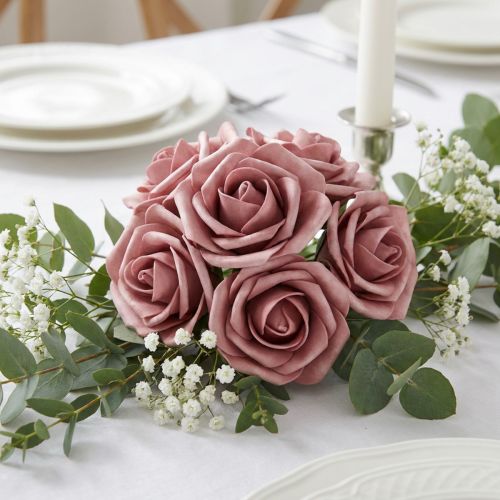 Foam rose Ø7.5cm old pink 18 pcs | Floristik24.ie