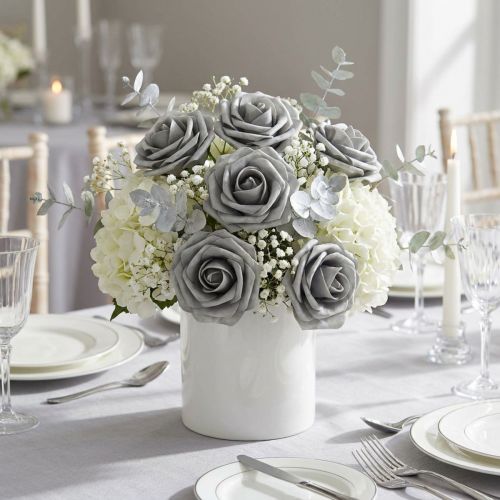 Foam-Rose Ø6cm Grey 27 pcs | Floristik24.ie