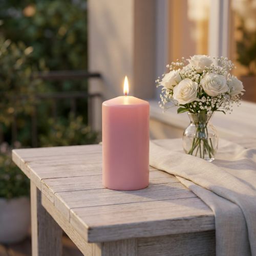 PURE pillar candle 130/70 pink decorative candle sustainable natural wax | Floristik24.ie