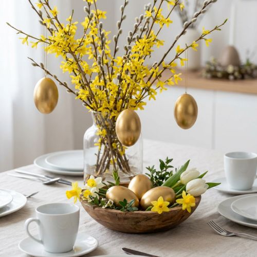 Product Goose Eggs Golden Blown Eggs Easter Decoration 10 pcs